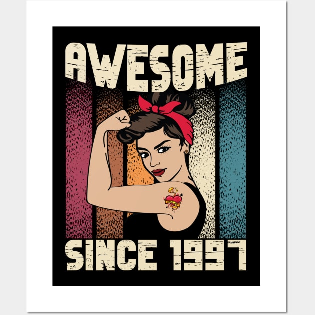 Awesome since 1997,25th Birthday Gift women 25 years old Birthday Wall Art by JayD World